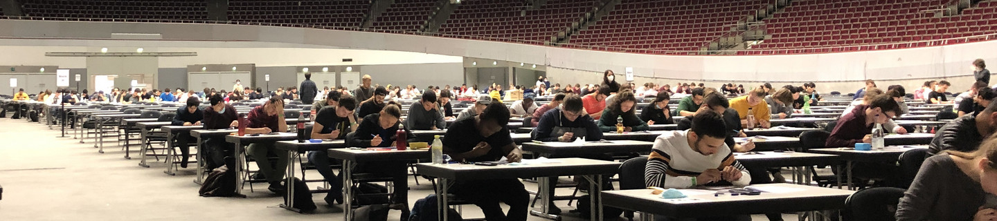 Students during an examination in the Westfalenhallen